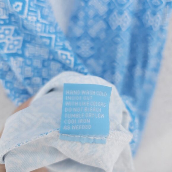 NWT J MCLAUGHLIN Havana Dress Faux Wrap Tie Aqua Blue White Neo Tapestry SMALL - Picture 7 of 7